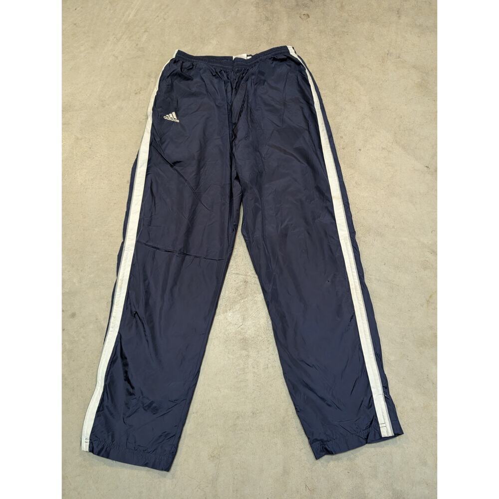 VTG Y2K Adidas Team Track Pants Mens L Navy Mesh Lined Flaws